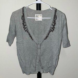 American Eagle beaded short-sleeved cardigan sweater